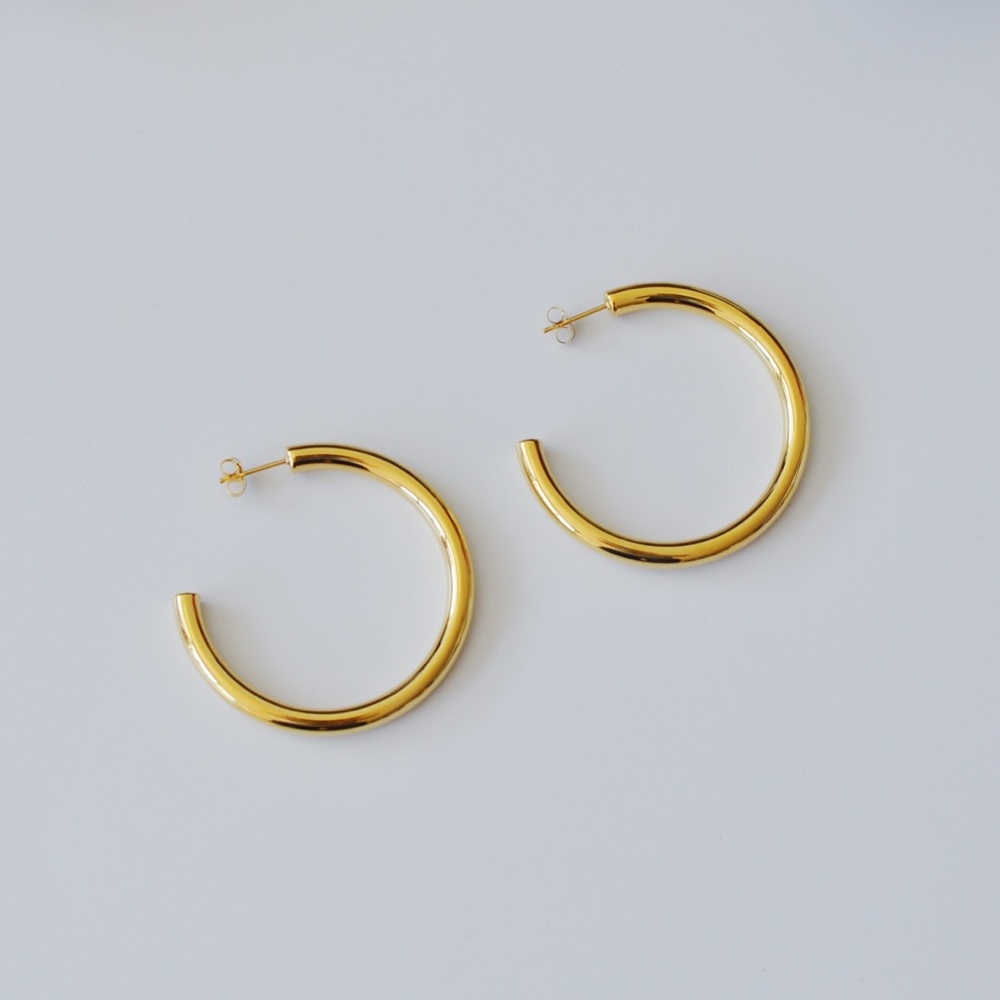 Insta Style Gold Plated Hollow Hoop Earrings - Picture 6 of 8